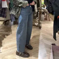 复古水洗棉排扣牛仔裤