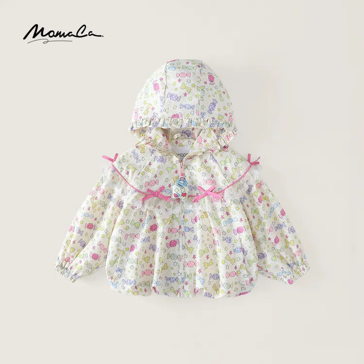 MOMOCO2025新款秋季女童糖果满印可爱卡通风连帽外套77730138060