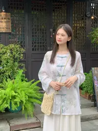 【紫藤花】2025夏季新款气质苎麻盘扣开衫外套中国风防晒百搭套装