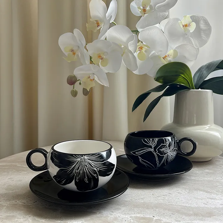 态生活轻奢咖啡杯碟家用高颜值精致下午茶陶瓷杯子设计感马克杯