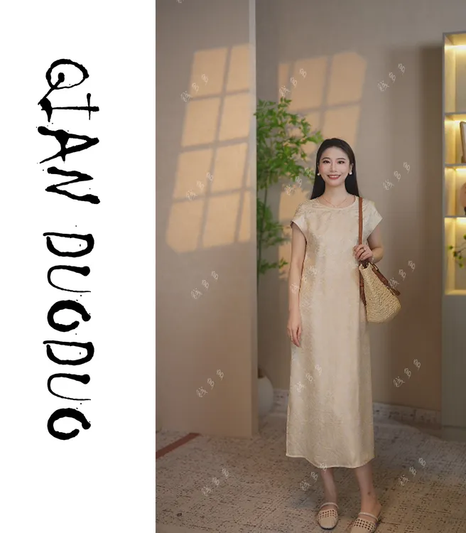 锦丝院【霞光秋色】双面穿轻奢时尚百搭气质国风女士夏季裙子662221