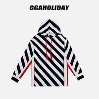 GGAHOLIDAY时尚休闲百搭长袖印花圆领不规则宽松条纹卫衣-154183