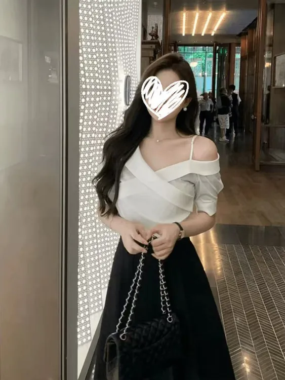 通勤风韩系风休闲风时尚套装套装女装吊带时尚高腰两件套