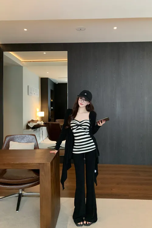 阔腿裤老钱风裤子复古港风轻熟风打底时尚显瘦套装