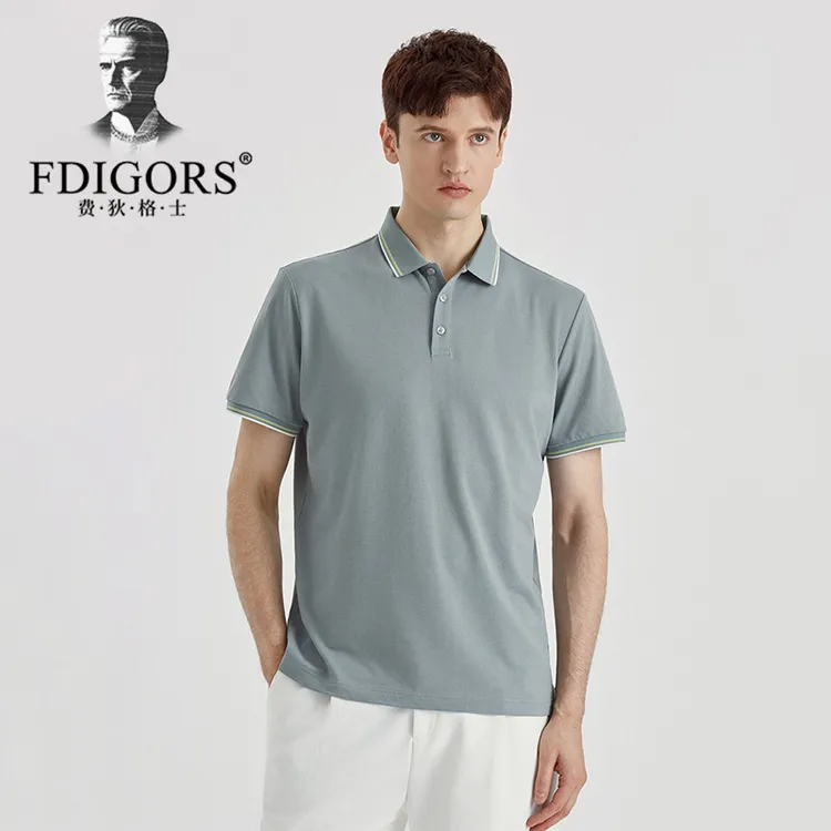 FDIGORS/费狄格士polo衫男装轻奢桑蚕丝男士短袖上衣夏季T恤男