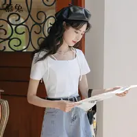 慕兔港味甜辣上衣女夏季2024新款别致设计感小众修身短袖t恤