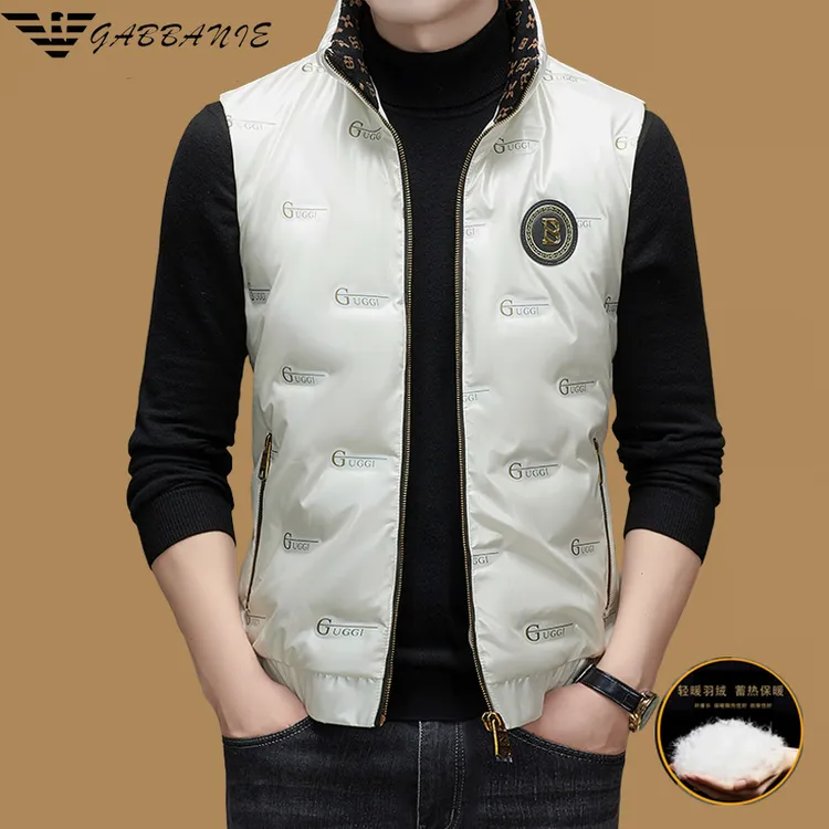 意大利男士外穿羽绒马甲秋冬季青年立领亮面时尚潮流百搭无袖外套