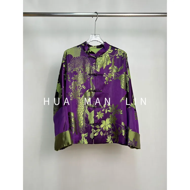 【花满林】小立领正门襟手工盘扣老缎真丝桑蚕丝外套259923