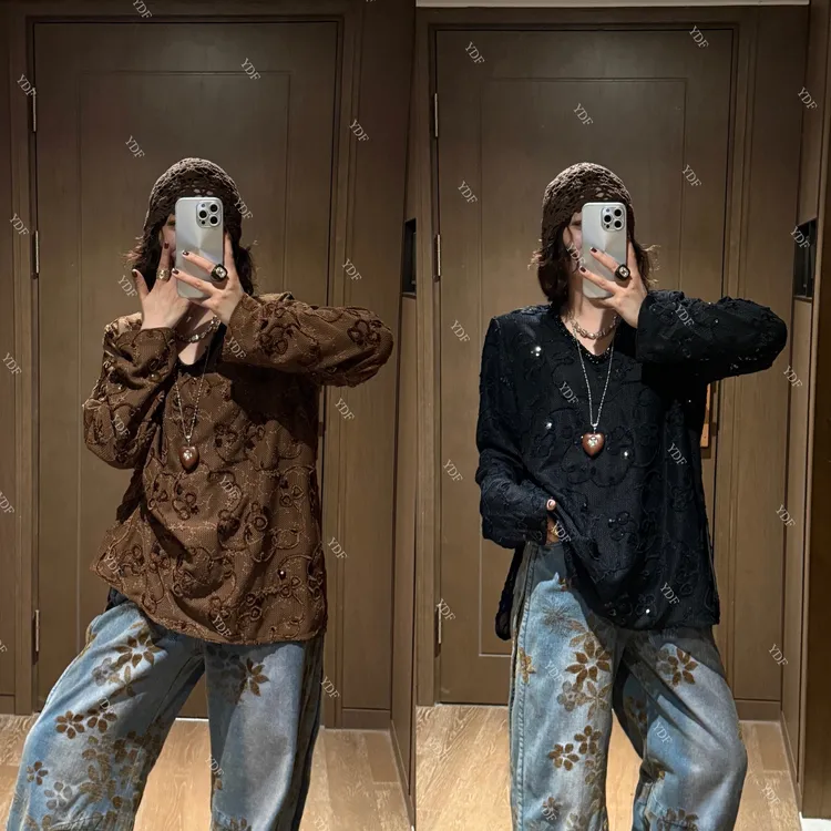 YDFSTUDIO小众【典藏美貌】欧货早秋重工蕾丝刺绣设计时尚百搭上衣
