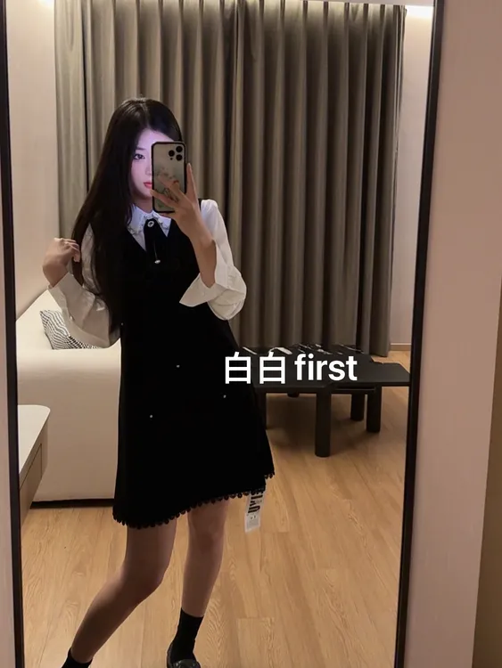 《白白first》时尚韩系套装裙冬季新款连衣裙两件套装