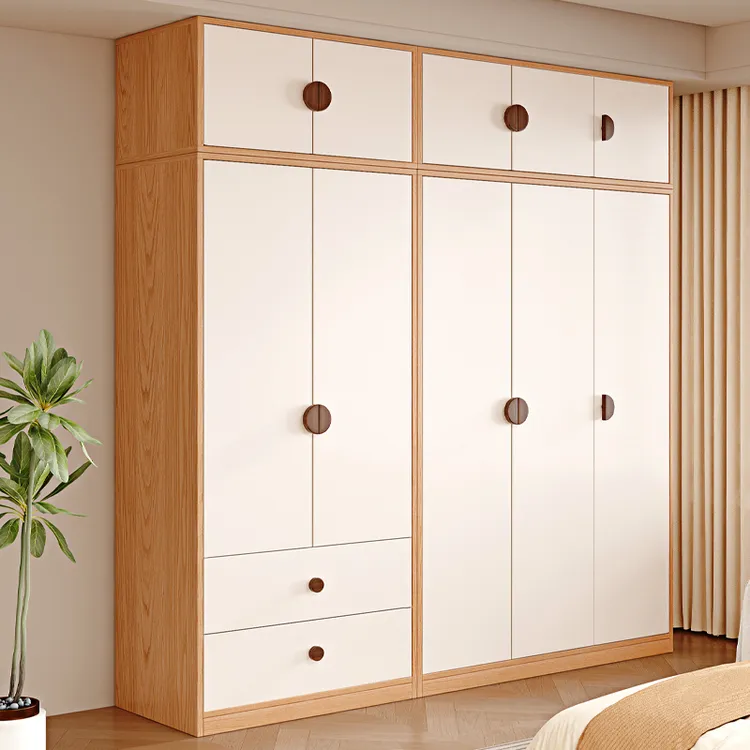 全实木衣柜卧室家用储物柜小户型儿童衣橱挂衣柜收纳组合柜子定制