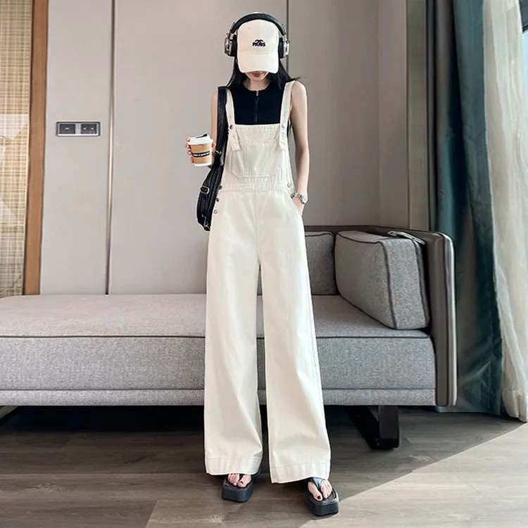 韩系牛仔背带裤阔腿裤女2025春夏新款宽松休闲高腰显瘦减龄连体裤