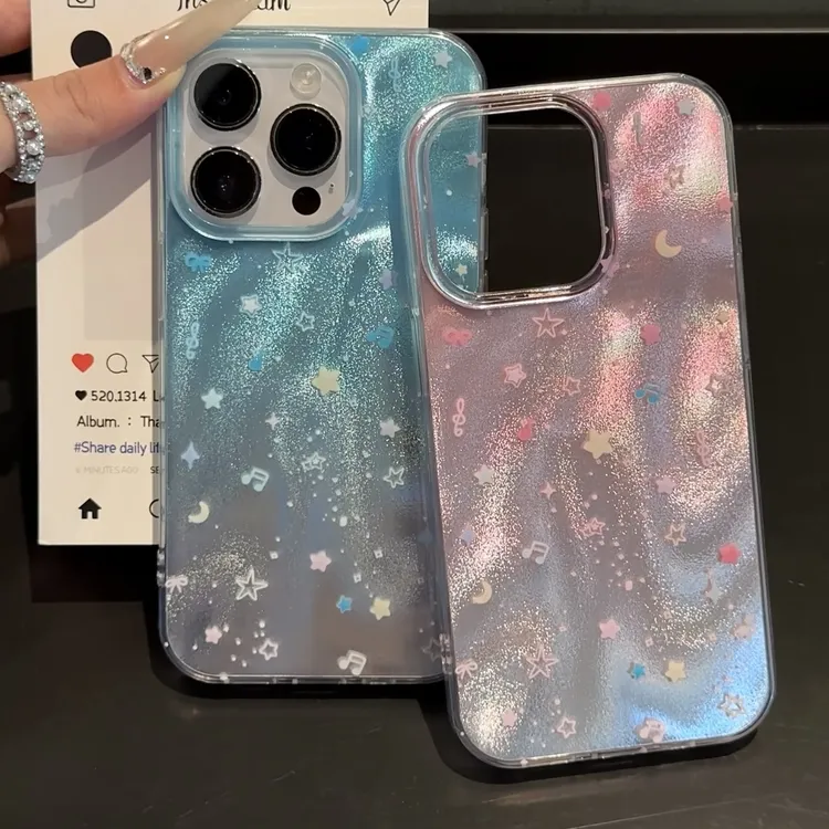 雅天立ins渐变星星音符适用iPhone16手机壳苹果13/15promax/14女