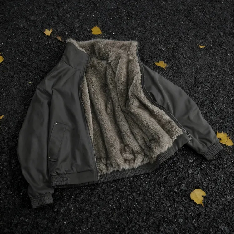 立领座山雕两面穿加绒牛津帆布棉衣男女情侣款秋冬季重磅保暖外套