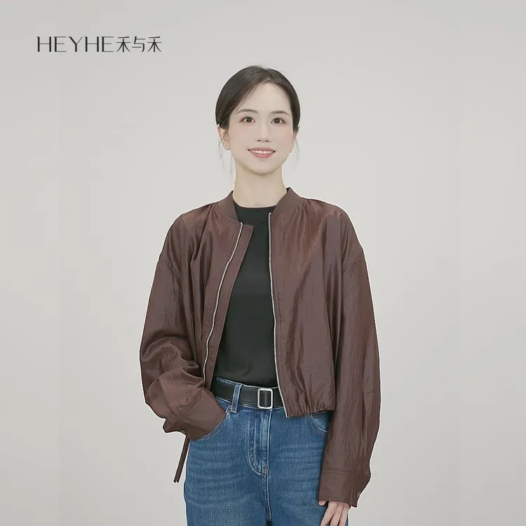 小禾【旅程】美式复古精密油压水波纹肌理质感抗皱百搭女士短款外套