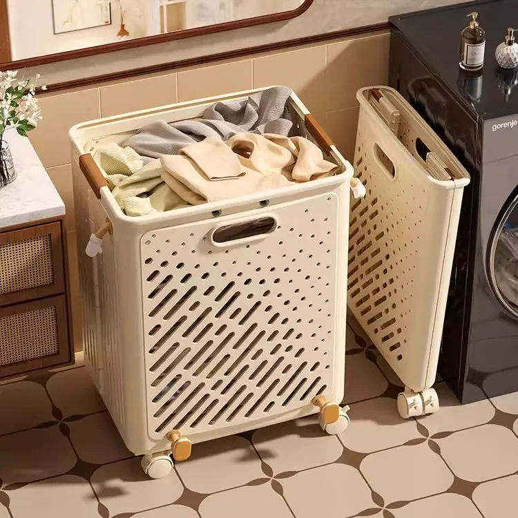 俏洁家用带轮脏衣篓收纳筐可折叠脏衣收纳筐收纳篮收纳箱整理衣服