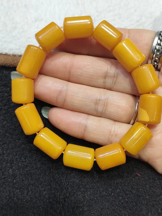 蜜蜡桶珠直切手串男士女款情侣时尚