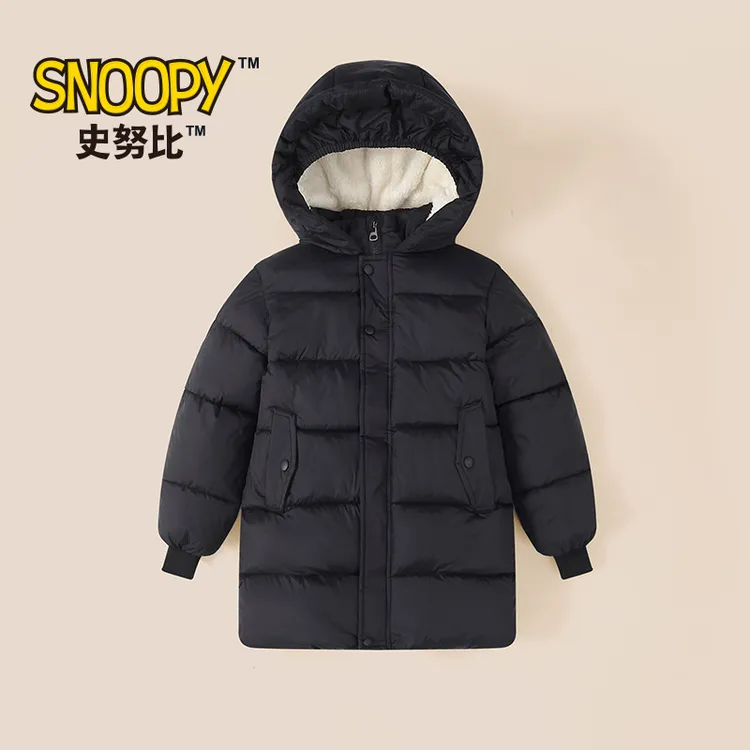 Snoopy/史努比儿童加绒中长款棉服连帽保暖外套冬季童装亲子款
