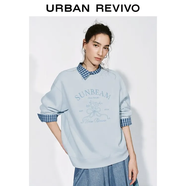 UR2026春季新款女装休闲多巴胺字母花卉刺绣卫衣UYL460003