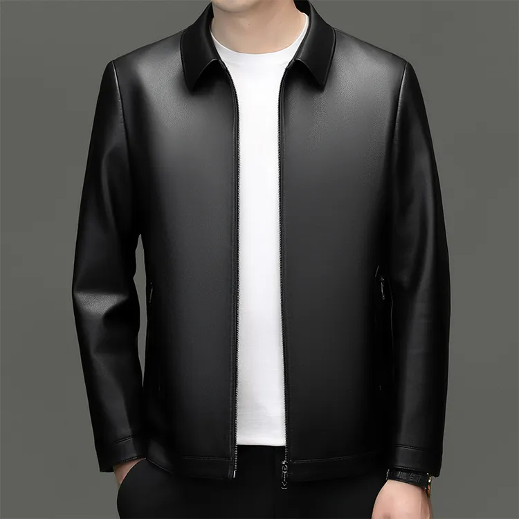 【头层山羊皮】男士新款真皮夹克（拉链口袋）春秋冬季时尚男士皮衣
