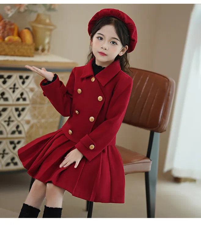 女童裙子套装秋冬2024新款儿童连衣裙小公主洋气冬裙小女孩两件套