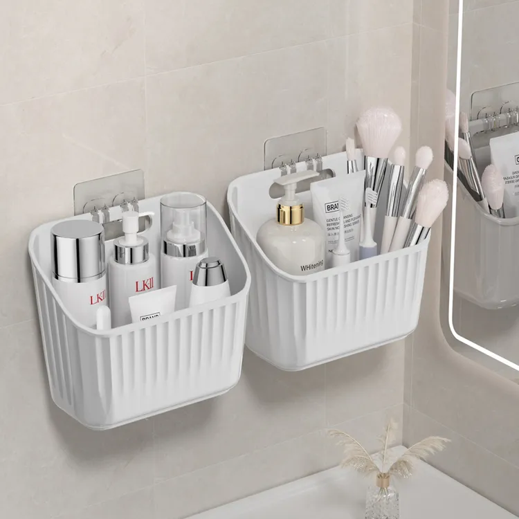 过早免打孔卫生间置物架免打孔浴室壁挂洗手洗漱台墙上收纳神器厕