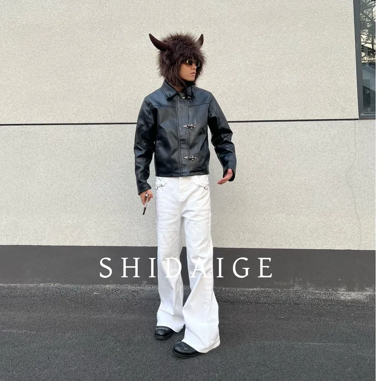 SDG26-马蹄扣时代A字喇叭裤微喇牛仔裤baggy三色百搭长裤