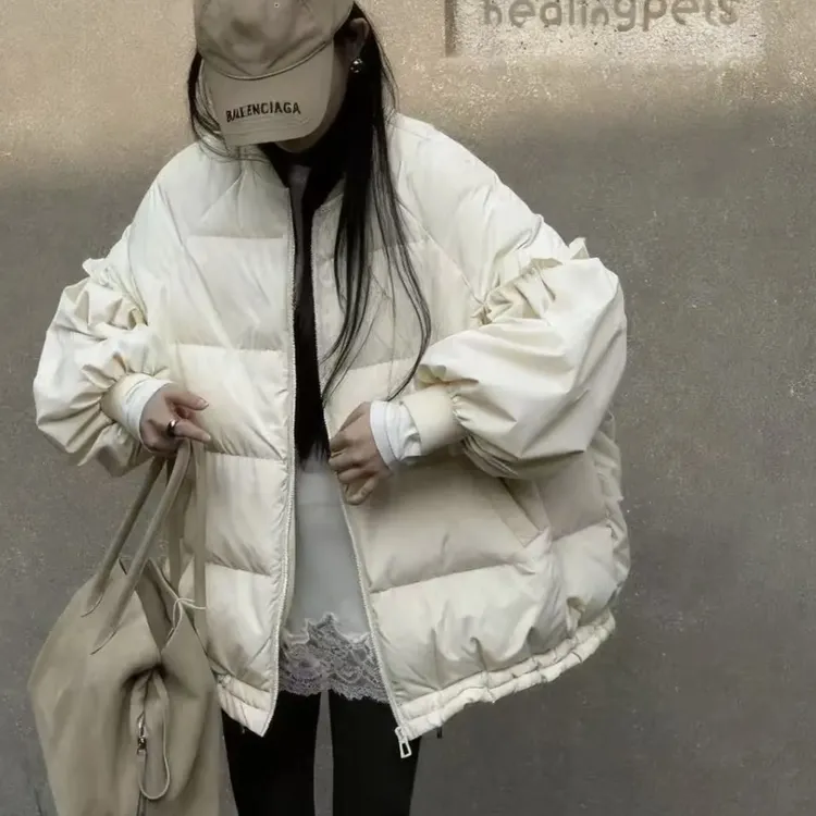 2025新款秋冬复古高级外套拼接羽绒服韩版中长款保暖女宽松休闲