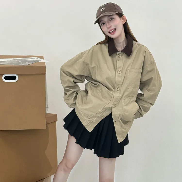 Gap【琥珀流光】男女装2025秋新款巴恩风灯芯绒翻领口袋外套791856