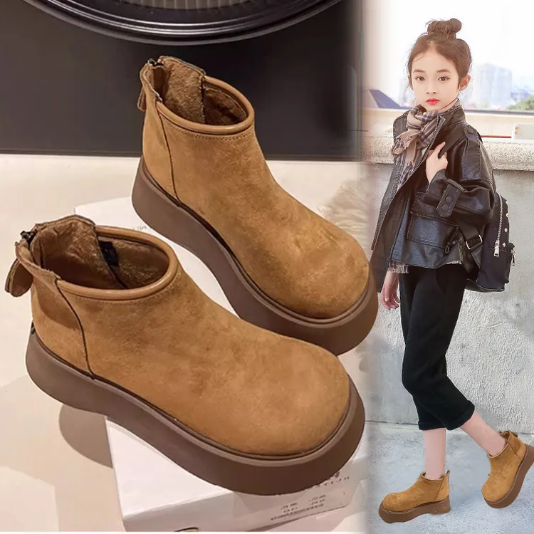 女童靴子2025秋冬季新款洋气英伦公主马丁靴加绒勃肯短靴大童鞋子