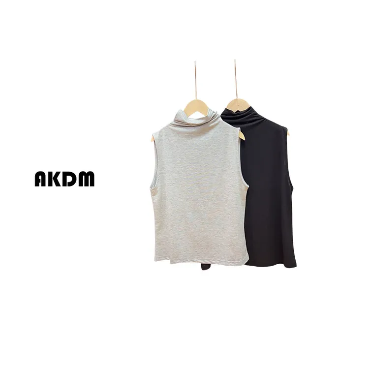 AKDM百搭无袖高领气质款女T恤打底9112