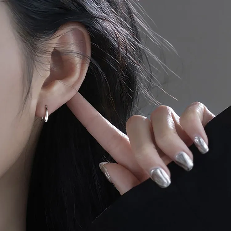 足银玻璃耳饰 2025新款潮小巧银耳钉睡觉不用摘的耳环女冷淡风