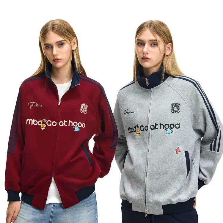 【加绒款】小恶魔棒球服红色外套立领新款情侣美式开衫双拉链夹克女