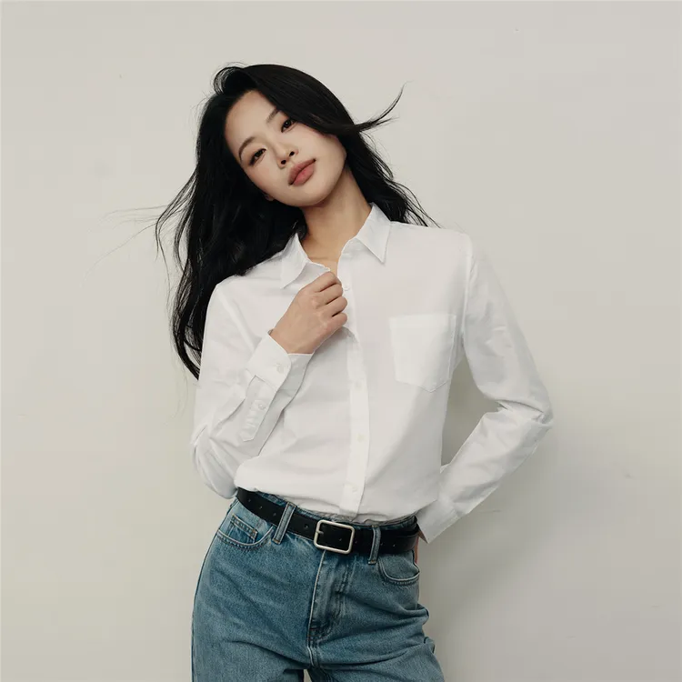 【韩国明星同款】 佐丹奴女装简约气质老钱风百搭休闲衬衫 05345142