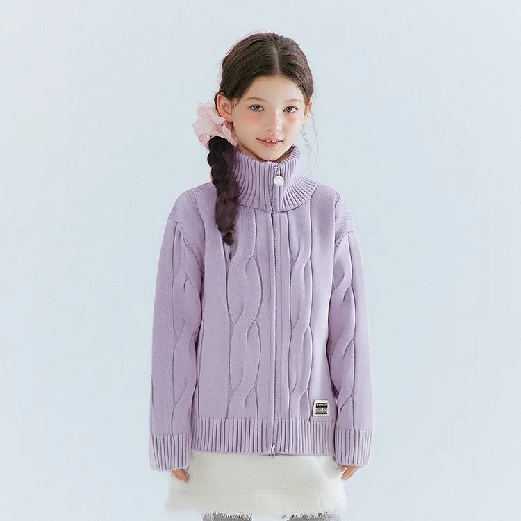 笛莎童装女童针织开衫秋季中童宝宝儿童双拉链毛衣外套-932532601
