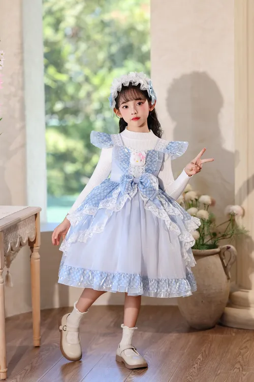 2025女童裙子秋冬款可爱加绒公主裙搭配毛衣两件套万圣节儿童装扮