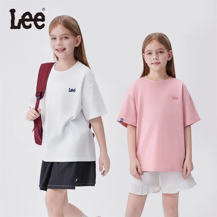 【纯棉亲子】Lee儿童短袖T恤夏季休闲时尚运动春夏简约宽松圆领女童