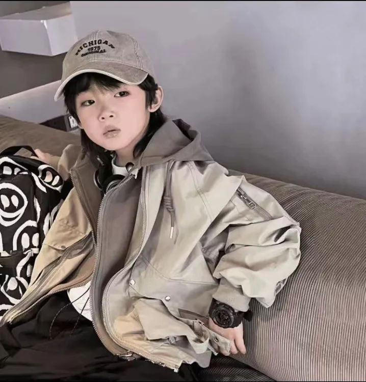 【现货加厚二棉】男童秋装外中大童儿童装男孩春秋季洋气夹克炸街