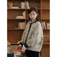 L-A09125#『绒绒奶糕』韩系波点系设计感撞色保暖毛羔外套（配包）