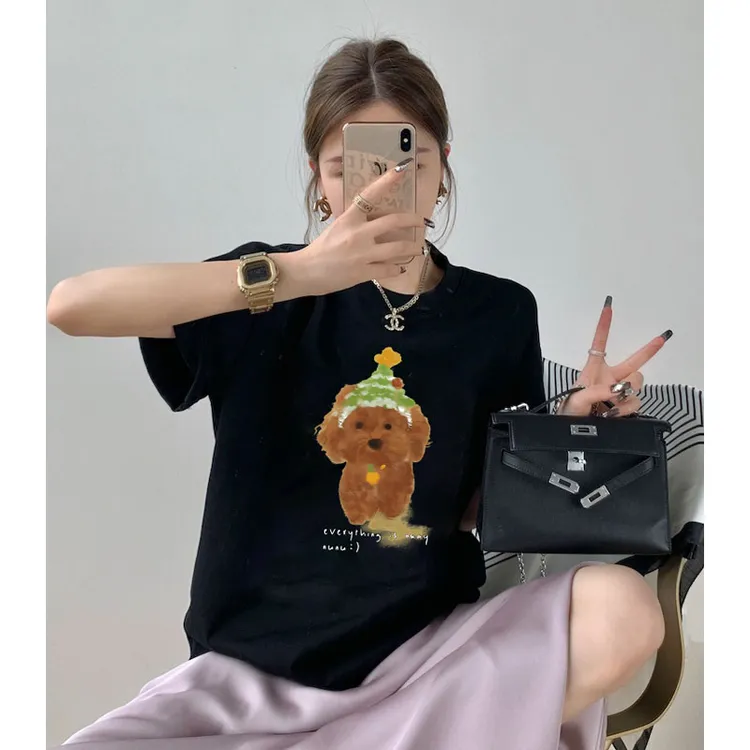 ins韩版纯棉短袖t恤休闲宽松大码女装夏唐老鸭卡通显瘦上衣情侣装