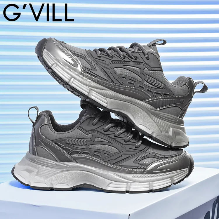 G'VILL/贵之步老爹鞋增高厚底跑步运动减震男鞋潮流百搭户外休闲