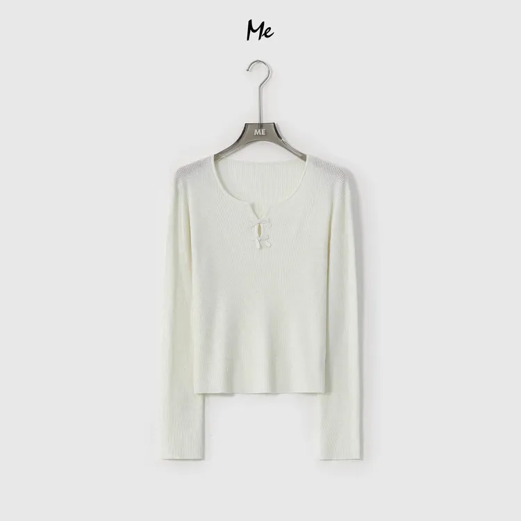 ME【奶油芭蕾】超细美利奴绵羊毛亲肤蝴蝶结时尚针织毛衣MESA5723