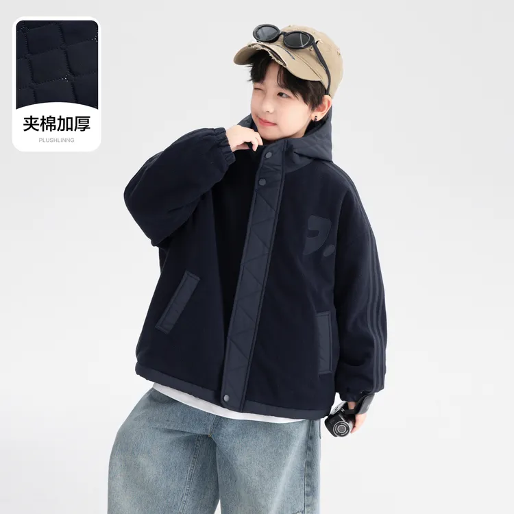 男童秋冬韩范棉服潮拼接夹棉外套2025新款青少年儿童冬季加厚棉服