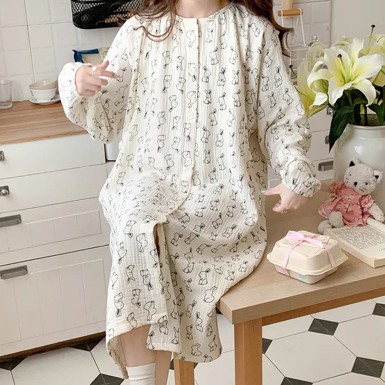 月子裙纯棉纱布双层产后薄款待产裙孕妇宽松哺乳裙连衣裙薄款