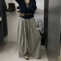 【刘噗噗】自带暗纹理石纹路感 短绒绒秋季阔腿裤5399
