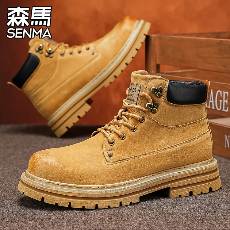 SENMA/森马马丁靴男款2025新款秋季复古英伦百搭厚底工装大黄靴子