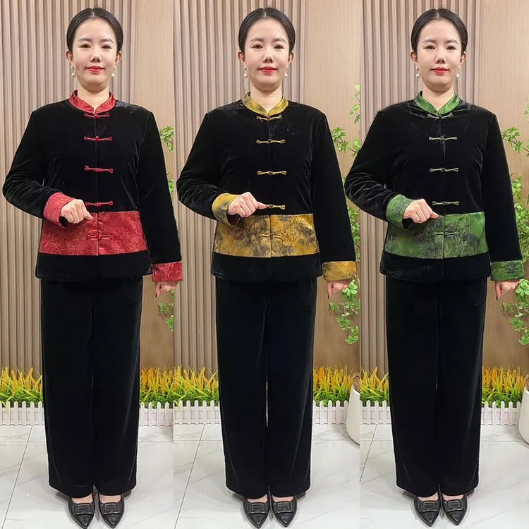 妈妈冬装棉服外套2025新款中老年女装冬季盘扣立领国风复古棉袄