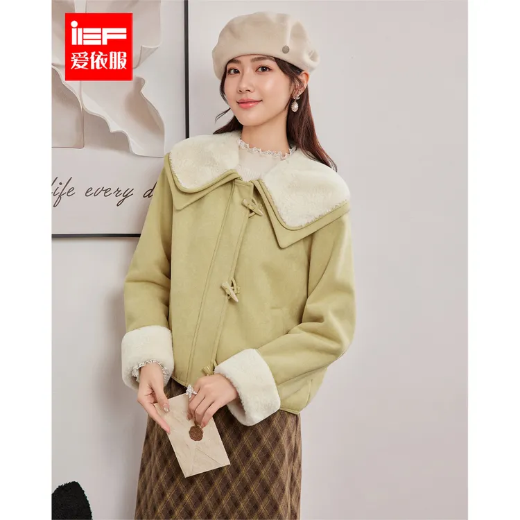 IEF/爱依服2025新款冬季韩版休闲基础款时尚加绒保暖磨砂皮外套