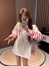 李馨儿【桃花涧】气质显瘦宽松琥珀流光设计感秋季长袖打底百搭T恤