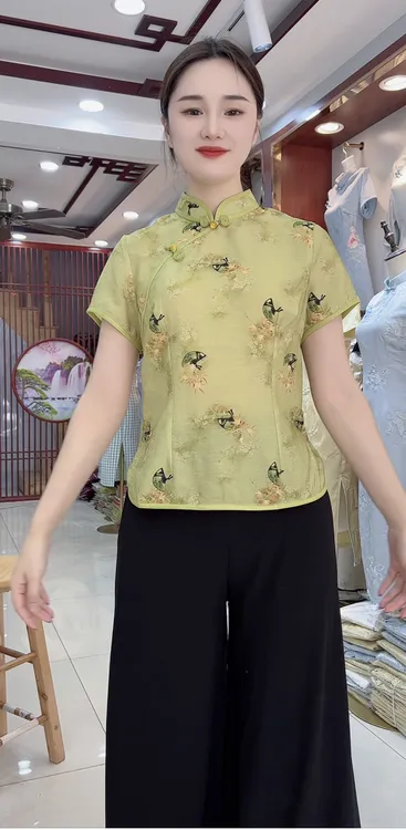 0420-新款改良风减龄复古旗袍上衣